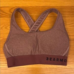 Women's Armour Mid Crossback Maroon Heather Sports Bra